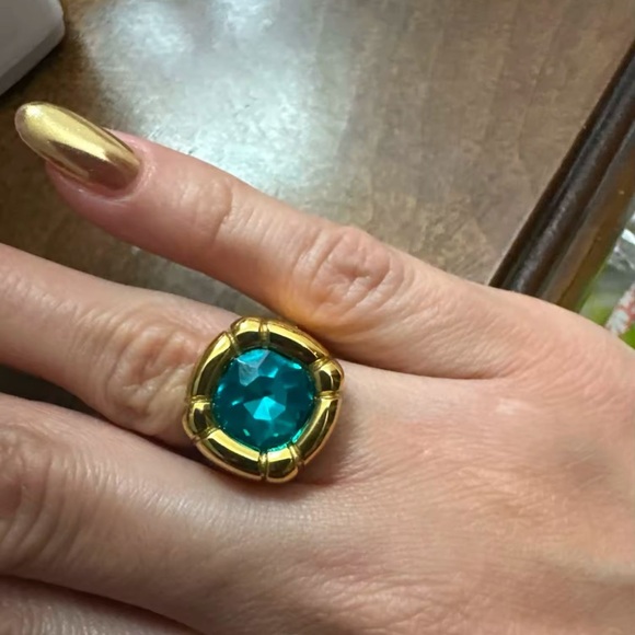 Emerald 18K Gold Stainless Steel Waterproof Gemstone Ring - Picture 11 of 15